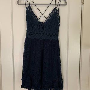 Free People Adella Slip Dress Navy
